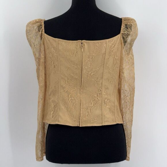 Chelsea & Violet Laura Lace Blouse Top Womens Size 8 Brown Coquette Garden Fairy - Picture 3 of 8